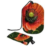 Eslifey Borsa da viaggio per cosmetici, borsa per il trucco, borsa multifunzionale per articoli da toeletta con tasca rotonda per riporre oggetti, fiori di papavero, Multicolore, 9.9x6.9in/25.2x17.6cm