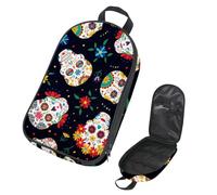 Eslifey Borsa da viaggio per utensili da cucina, da campeggio, con teschi di zucchero messicani con fiori, borsa portatile per barbecue, kit da cucina, Multicolore 1., 14.7x8.74x2.17in/36x22.2x25.5cm