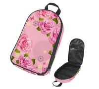 Eslifey Borsa organizer per utensili da cucina da viaggio, con fiori rosa, borsa portatile per barbecue, kit da cucina, Multicolore 1., 14.7x8.74x2.17in/36x22.2x25.5cm, Organizer per borse