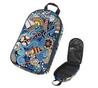 Eslifey Borsa organizer per utensili da cucina da viaggio, con palme da cocco, barca a vela, estate, spiaggia, surf, borsa portatile per barbecue, kit da cucina, Multicolore 6., 14.7x8.74x2.17in