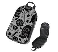 Eslifey Borsa organizer per utensili da cucina da viaggio, con teschi del giorno dei morti, uccello, rosa, motivo a diamante, borsa portatile per barbecue, campeggio, pentole, kit da cucina