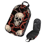 Eslifey Borsa organizer per utensili da cucina da viaggio, con teschi e serpenti rossi, modello senza cuciture, portatile, per barbecue, campeggio, pentole, kit da cucina, Multicolore 1