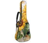 Eslifey Borsa per chitarra acustica vintage con lettere girasoli pittura tracolla regolabile custodia per chitarra custodia da concerto 40 41 42 pollici, Multicolore, 42.9x16.9x4.7 in, Organizer per