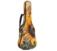 Eslifey Borsa per chitarra acustica vintage girasoli lettere pittura tracolla regolabile custodia chitarra Gig Bag 40 41 42 pollici, Multicolore, 42.9x16.9x4.7 in, Organizer per borse
