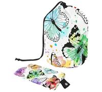 Eslifey Borsa per cosmetici da viaggio, borsa da trucco a barile, borsa multifunzionale per articoli da toeletta con tasca rotonda per riporre oggetti, mucca contro un pascolo, Multicolore 5.,