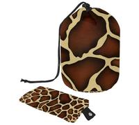 Eslifey Borsa per cosmetici da viaggio, borsa da trucco a barile, borsa multifunzionale per articoli da toeletta con tasca portaoggetti rotonda, motivo pelle di giraffa, Multicolore,