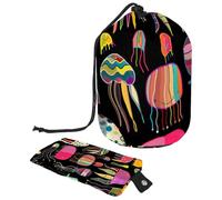 Eslifey Borsa per cosmetici da viaggio, borsa per il trucco a botte, borsa multifunzionale per articoli da toeletta con tasca rotonda per riporre oggetti, foglie e piante botaniche, Multicolore 8.,