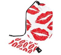 Eslifey Borsa per cosmetici da viaggio, borsa per il trucco a botte, borsa multifunzionale per articoli da toeletta con tasca portaoggetti rotonda, motivo labbra rosse sexy, Multicolore,