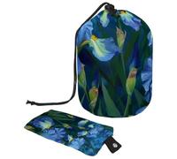 Eslifey Borsa per cosmetici da viaggio, borsa per il trucco, borsa multifunzionale per articoli da toeletta con tasca rotonda per riporre oggetti, fiori di iris di notte, Multicolore,
