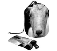 Eslifey Borse cosmetiche da viaggio barile borsa per il trucco, borsa multifunzionale per articoli da toeletta borse a secchiello organizer rotondo tasca portaoggetti, moderno unicorno cavallo magico,