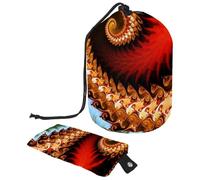 Eslifey Borse cosmetiche da viaggio Borsa per il trucco a botte, Borsa multifunzionale da toilette Borsa a secchiello rotonda Organizer Tasca portaoggetti con albero di Natale verde rosso motivo,