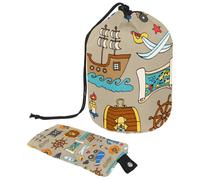 Eslifey Borse cosmetiche da viaggio borsa per il trucco, borsa multifunzionale per articoli da toeletta borse a secchiello rotonda organizer tasca portaoggetti, avventure pirati, Multicolore 1.,
