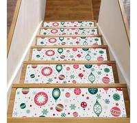 Eslifey Color Merry Christmas - Set di 15 gradini per scale in legno, antiscivolo, 76,2 x 20,3 cm, per interni, per cani, bambini, anziani, con adesivo riutilizzabile