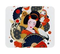Eslifey Comodo tappetino per il mouse da scrivania con geisha giapponese, carpe, gatto fortunato, tappetino per mouse da scrivania, 21 x 25 cm, base in gomma antiscivolo, migliora velocità e