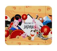 Eslifey Comodo tappetino per il mouse da scrivania con geisha giapponese, gatto fortunato, carpe, carpe, montagna Fuji, tappetino per mouse da scrivania, 21 x 25 cm, base in gomma antiscivolo