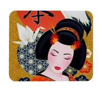 Eslifey Comodo tappetino per il mouse da scrivania con geisha giapponese gru fiori di ciliegio, tappetino per mouse 21 x 25 cm, base in gomma antiscivolo, migliora velocità e precisione