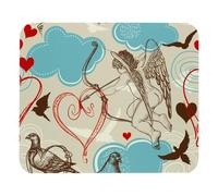 Eslifey Comodo tappetino per mouse da scrivania con motivo amore Cupido e uccellini innamorati, 21 x 25 cm, base in gomma antiscivolo, migliora velocità e precisione