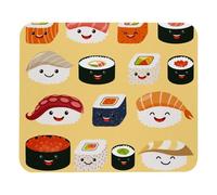 Eslifey Comodo tappetino per mouse giapponese con sushi giallo, tappetino per mouse da scrivania, 21 x 25 cm, base in gomma antiscivolo, migliora velocità e precisione