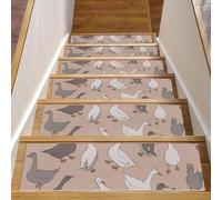 Eslifey Confezione da 15 gradini antiscivolo per scale, 20,3 x 76,2 cm, per gradini in legno, bordi per scale, per bambini, anziani e animali domestici, con adesivo riutilizzabile, uno stormo di oche