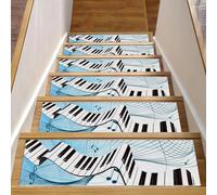 Eslifey Confezione da 15 tappetini antiscivolo per scale da interni, per gradini in legno, bordi per scale, per bambini, anziani e animali domestici, con adesivo riutilizzabile, tastiera di pianoforte