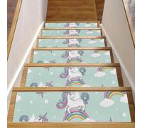 Eslifey Confezione da 15 tappetini antiscivolo per scale da interni, per gradini in legno, bordi per scale, per bambini, anziani e animali domestici, con adesivo riutilizzabile, motivo con nuvole