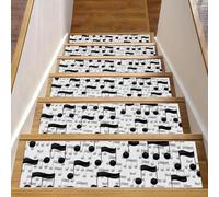 Eslifey Confezione da 15 tappetini antiscivolo per scale da interni, per gradini in legno, bordi per scale, per bambini, anziani e animali domestici, con adesivo riutilizzabile, motivo con note
