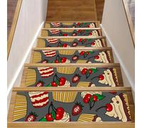 Eslifey Confezione da 15 tappetini antiscivolo per scale da interni, per gradini in legno, bordi per scale, per bambini, anziani e animali domestici, con adesivo riutilizzabile, deliziosi cupcake alla