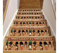Eslifey Confezione da 15 tappetini antiscivolo per scale da interni, per gradini in legno, bordi per scale, per bambini, anziani e animali domestici, con adesivo riutilizzabile, totem egiziano