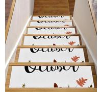 Eslifey Confezione da 15 tappetini antiscivolo per scale da interni, per gradini in legno, bordi per scale, per bambini, anziani e animali domestici, con adesivo riutilizzabile, motivo: Hello October