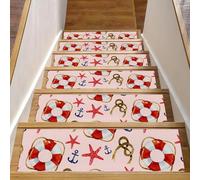 Eslifey Confezione da 15 tappetini antiscivolo per scale da interni, per gradini in legno, bordi per scale, per bambini, anziani e animali domestici, con adesivo riutilizzabile, corda e salvagente