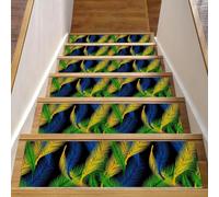 Eslifey Confezione da 15 tappetini antiscivolo per scale da interni, per gradini in legno, bordi per scale, per bambini, anziani e animali domestici, con adesivo riutilizzabile, piume in stile