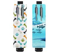 Eslifey Confezione da 2 portapenne, portapenne portatile, motivo onde astratte, custodia per penne per 2 o 3 penne, fascia elastica regolabile, rimovibile, Multicolore 4, 6.1x1.8in/15.4x4.6cm