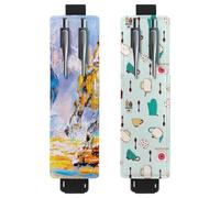 Eslifey Confezione da 2 portapenne portatili, con ruota di osservazione della Torre Eiffel di Parigi, motivo cuore e cuore, custodia per 2 o 3 penne, fascia elastica regolabile, rimovibile, Multi 12