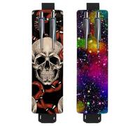 Eslifey Confezione da 2 portapenne portatili, con teschi e serpenti rossi, senza cuciture, custodia per penne per 2 o 3 penne, fascia elastica regolabile, rimovibile, Multicolore 1, 6.1x1.8in