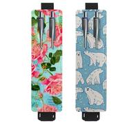 Eslifey Confezione da 2 portapenne portatili, con teschi e serpenti rossi, senza cuciture, custodia per penne per 2 o 3 penne, fascia elastica regolabile, rimovibile, Multicolore 7, 6.1x1.8in