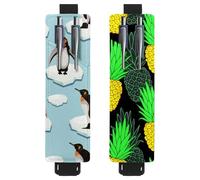 Eslifey Confezione da 2 portapenne portatili, grazioso portapenne a forma di chitarra, con fiore e scritta "Peace Love", custodia per 2 o 3 penne, fascia elastica regolabile, rimovibile, Multicolore 5