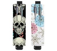 Eslifey Confezione da 2 portapenne portatili, motivo cielo notturno, stelle, puntini, portapenne, custodia per 2 o 3 penne, fascia elastica regolabile, rimovibile, Multicolore 5, 6.1x1.8in/15.4x4.6cm