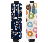 Eslifey Confezione da 2 portapenne portatili, motivo cielo notturno, stelle, puntini, portapenne, custodia per 2 o 3 penne, fascia elastica regolabile, rimovibile, Multi 14 , 6.1x1.8in/15.4x4.6cm