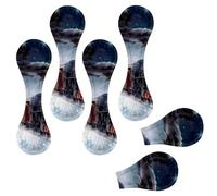 Eslifey Confezione da 6 segnalibri magnetici natalizi, in pelle, stile retrò, con treno e neve, accessori per libri, per studenti, insegnanti e letture