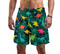 Eslifey - Costume da bagno da uomo con dinosauri colorati con impronte digitali, costume da bagno elastico Multi XL