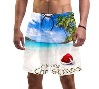 Eslifey - Costume da bagno da uomo con elastico da spiaggia e scritta "Merry Christmas" Multi M