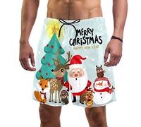Eslifey Costume da bagno da uomo, con scritta in lingua inglese "Merry Christmas", con cervo e Babbo Natale Multi S