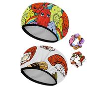 Eslifey Cuffia da doccia riutilizzabile con elastici per capelli da donna, impermeabile, elastica, per capelli lunghi, motivo divertente mostri scarabocchiare, 2 pezzi