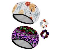 Eslifey Cuffia da doccia riutilizzabile con elastici per capelli da donna, impermeabile, elastica, per capelli lunghi, motivo cervo, piante, alberi e animali, 2 pezzi