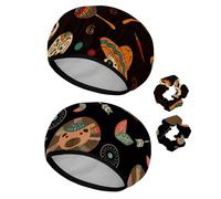 Eslifey Cuffia da doccia riutilizzabile con elastici per capelli da donna, impermeabile, elastica, per capelli lunghi, cappello con teschio di zucchero, caramella e peperoncino, 2 pezzi