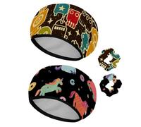 Eslifey Cuffia da doccia riutilizzabile con elastici per capelli da donna, impermeabile, elastica, per capelli lunghi, motivo robot e mostri, 2 pezzi