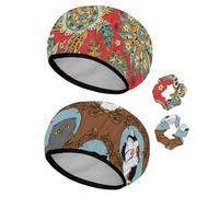 Eslifey Cuffia da doccia riutilizzabile con elastici per capelli, da donna, impermeabile, elastica, per capelli lunghi, motivo con gru che sorge