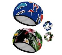 Eslifey Cuffia da doccia riutilizzabile con elastici per capelli da donna, impermeabile, elastica, per capelli lunghi, motivo architettura giapponese, 2 pezzi