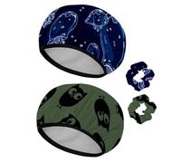 Eslifey Cuffia da doccia riutilizzabile con elastici per capelli, da donna, impermeabile, elastica, per capelli lunghi, motivo con meduse carine nel mare profondo, 2 pezzi