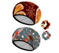 Eslifey Cuffia da doccia riutilizzabile con elastici per capelli da donna, impermeabile, elastica, per capelli lunghi, motivo frutta arancione e spezie, 2 pezzi